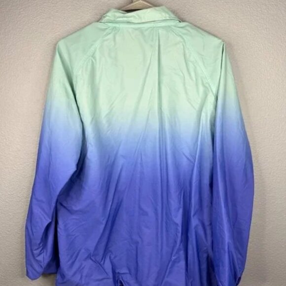 Victoria Secret Pink Logo Blue Ombre Snap Front Jacket with Collar & Pockets - Picture 4 of 7